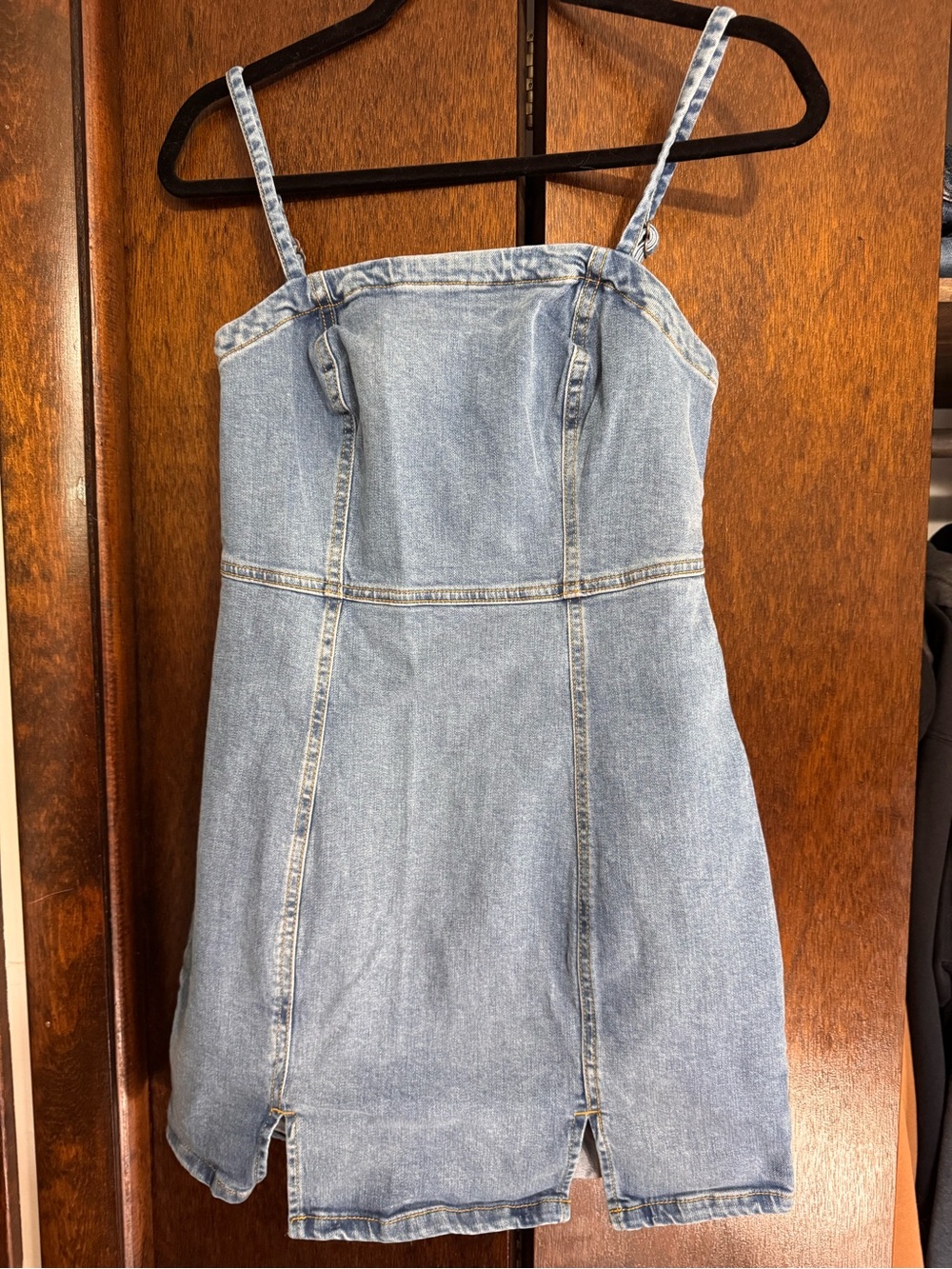 Aeropostale Light Blue Denim Mini Dress with Spaghetti Straps